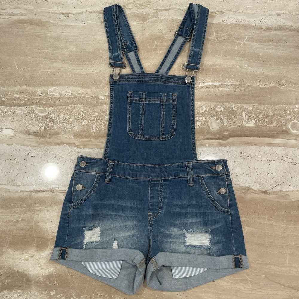 Basic Denim Wax Jean Jeans Shortalls Shorts Overalls Cotton Distressed Blue‎ S